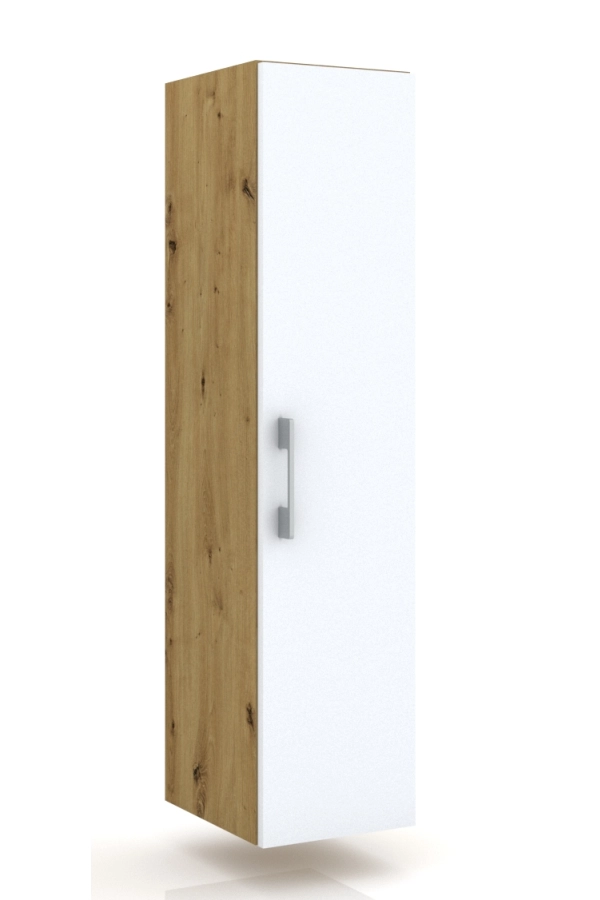 Słupek lazienkowy wiszący LUNA 1D 40 cm Dąb Artisan z białymi drzwiami